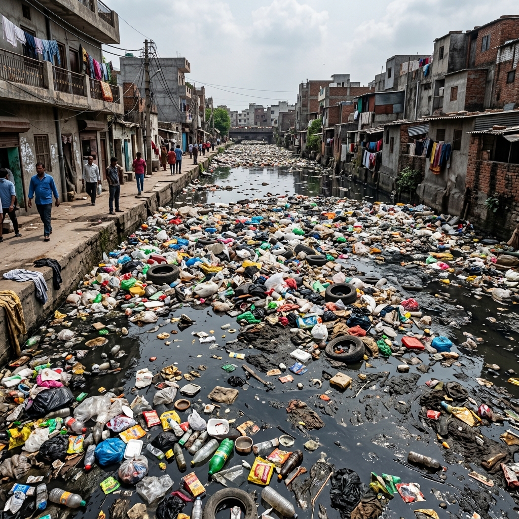 Drain sludge causing secondary pollution