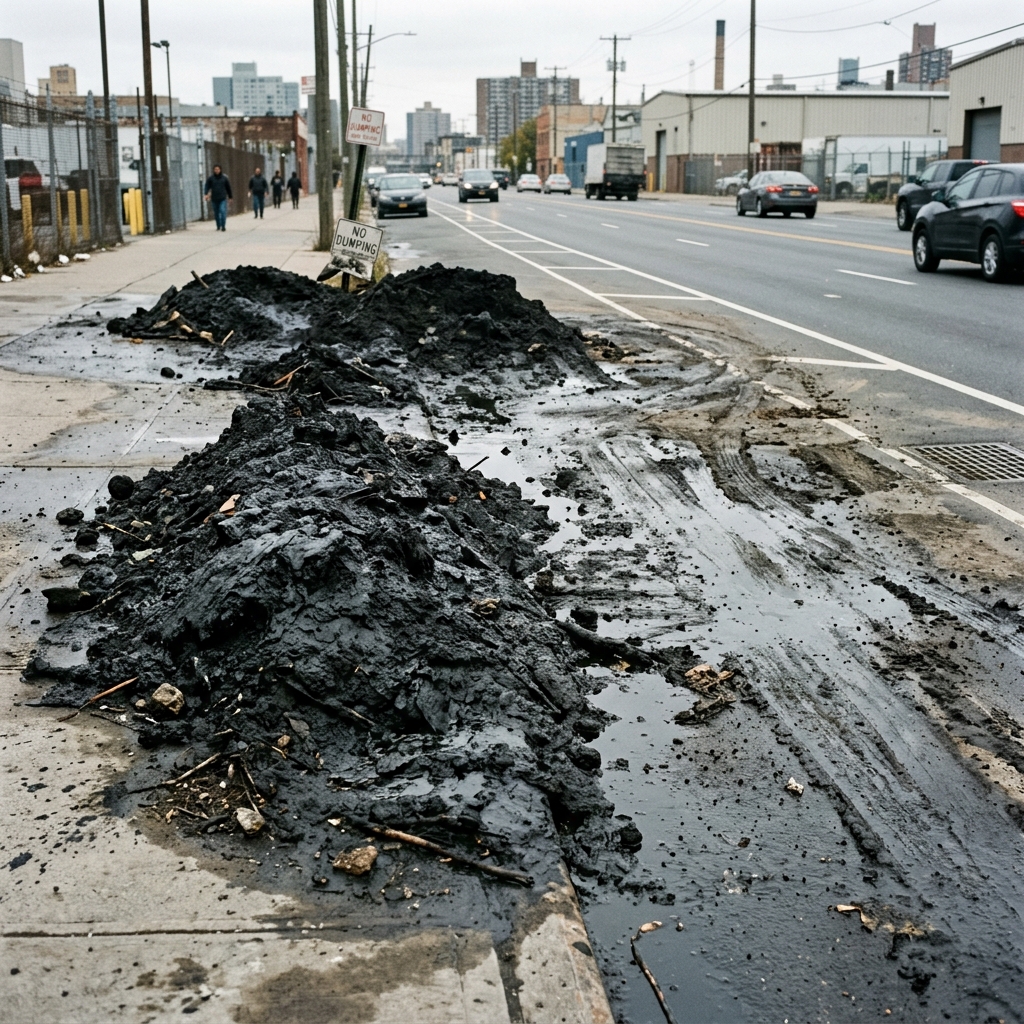 Waste dumped on Indian road after drain cleaning